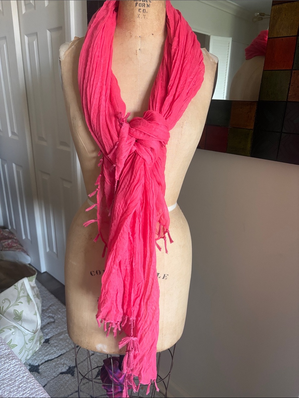 Bright Pink Lightweight Tassel Scarf - Women Accessories